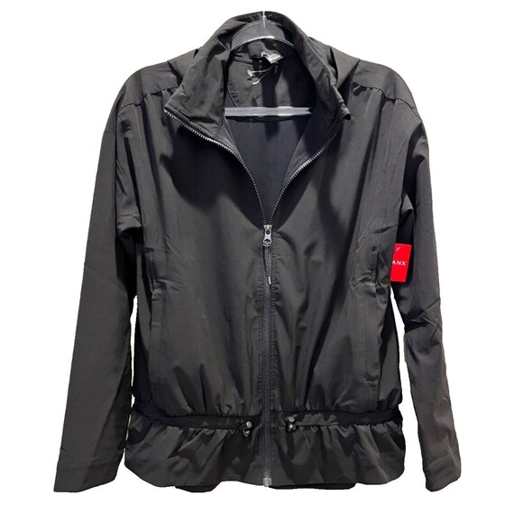 NEW SPANX sz XS Black It's A Cinch Water Resistant Active Zip Up Jacket NWT Hood - Picture 2 of 11